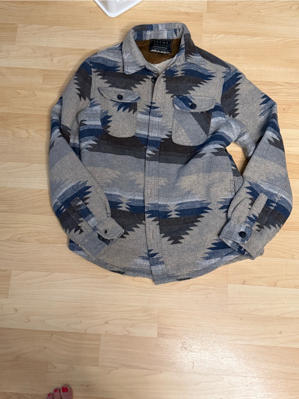 Jachs Gray and Blue western fleece lined Shirt “Shacket” Jacket Size Small
